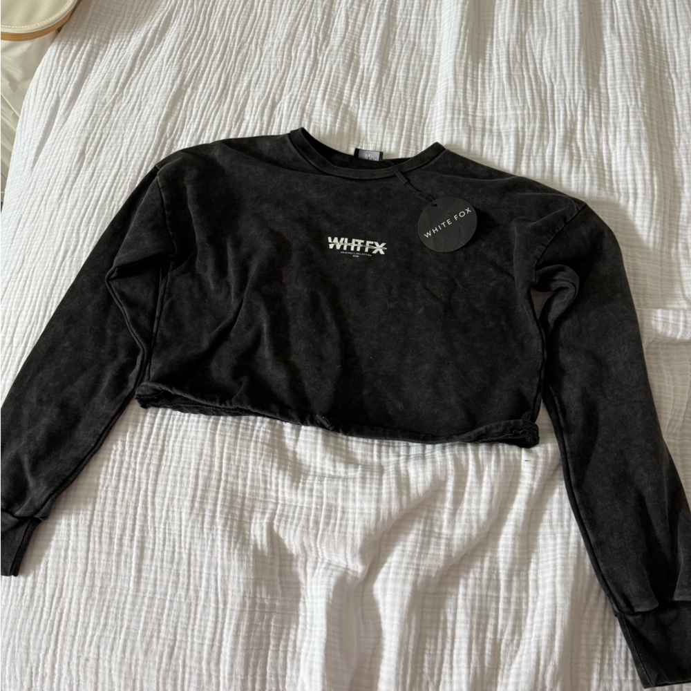 White Fox Boutique Charcoal Gray Sweatshirt